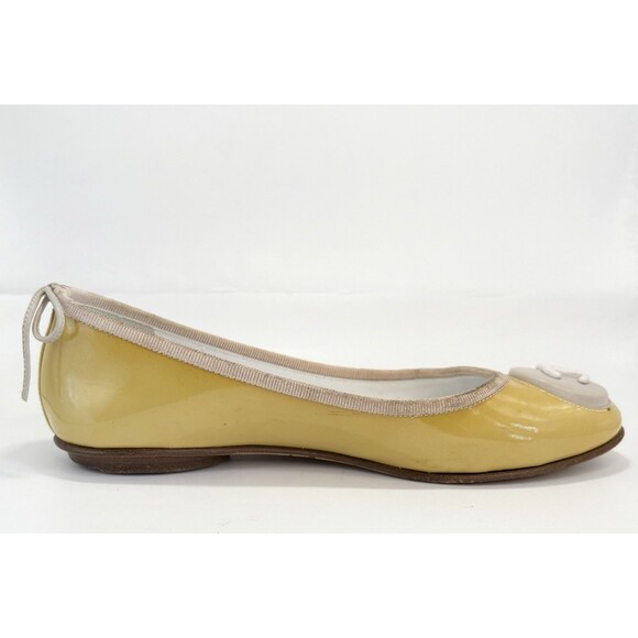 Chanel Ballet Flats Yellow Patent Leather w/ Large CC Logo Y2K Sz EU 34.5 4.5 - Picture 13 of 16